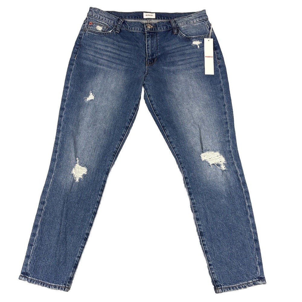 NWT Hudson Jeans Womens 31 Krista Low Rise Skinny Ankle Distressed Blue Denim